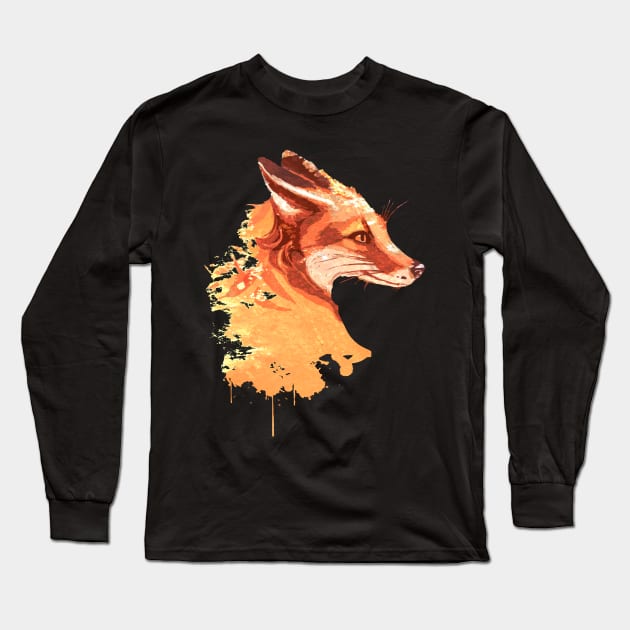 Watercolor Fox Long Sleeve T-Shirt by KsuAnn